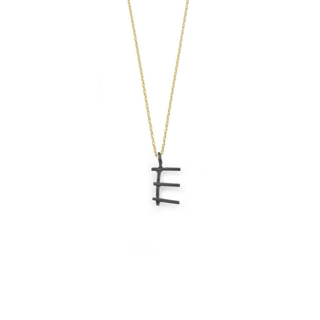 Oxidized Initial  Necklace