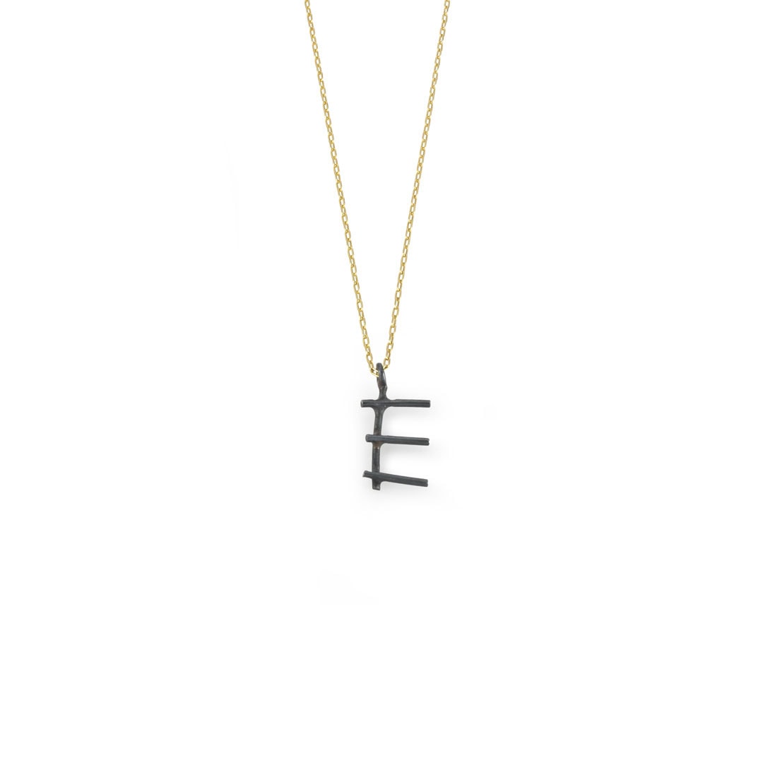 Oxidized Initial  Necklace