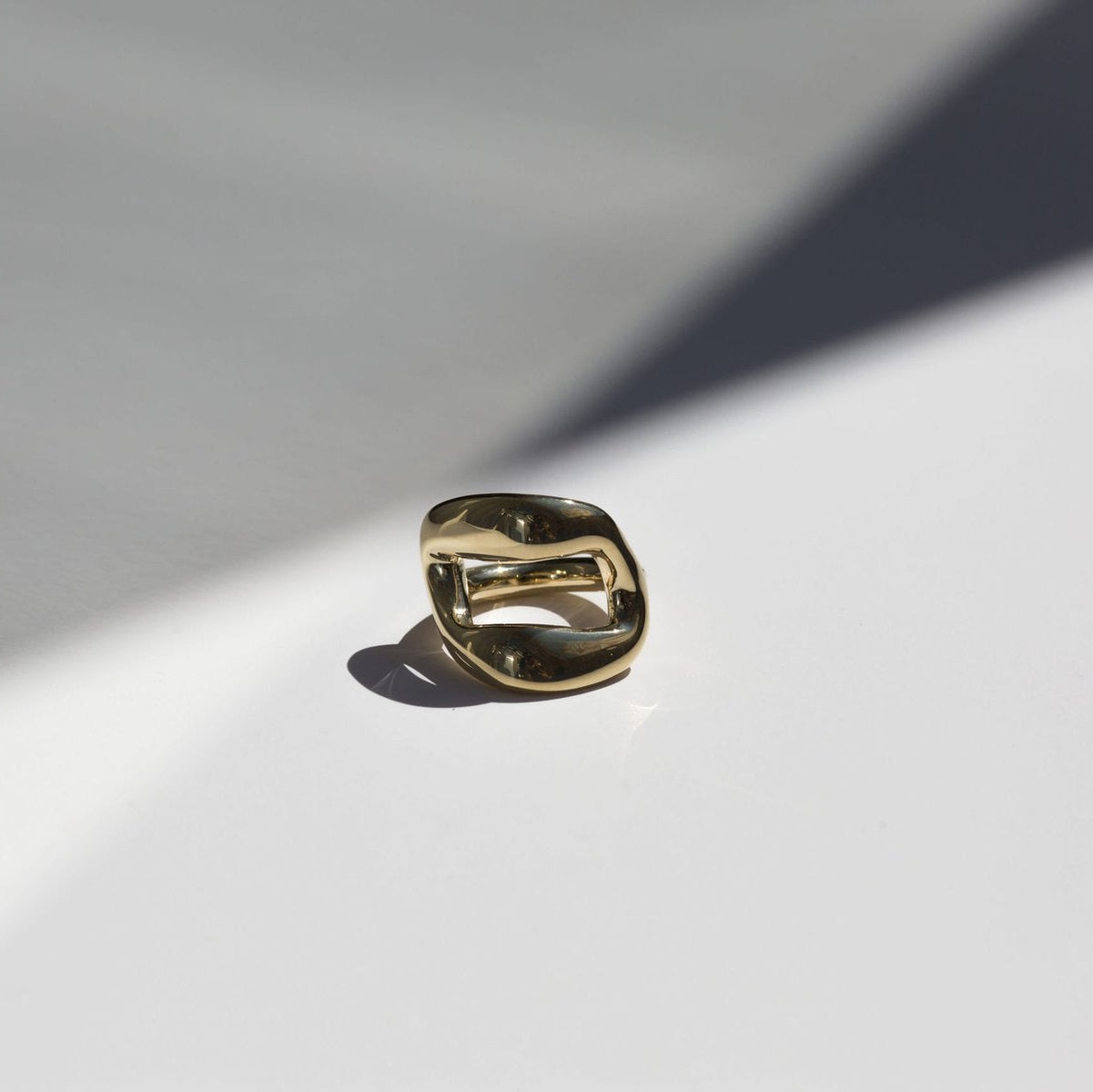Handmade gold plated chunky link chain ring