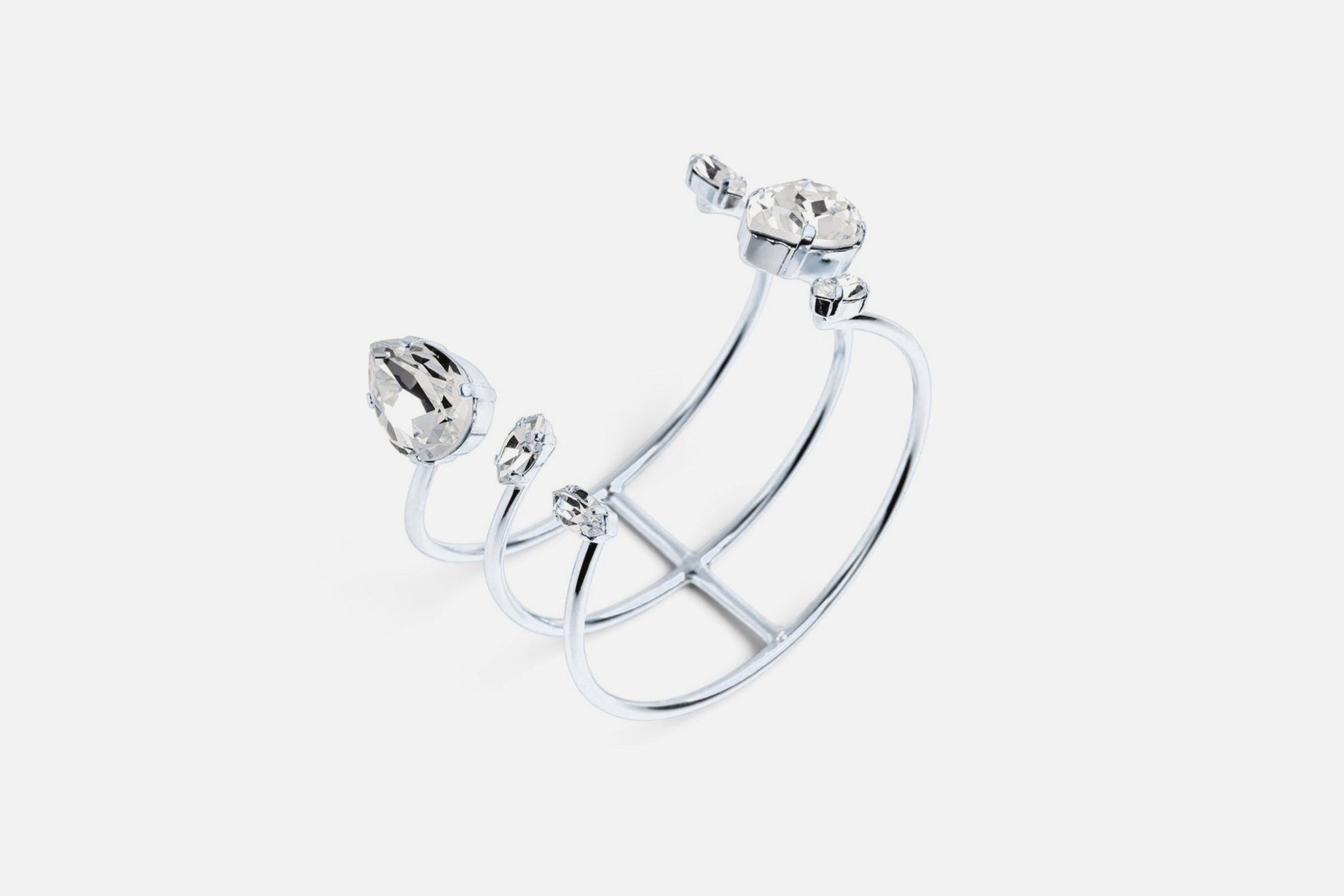 Crystal Claw Cuff Bracelet - Silver