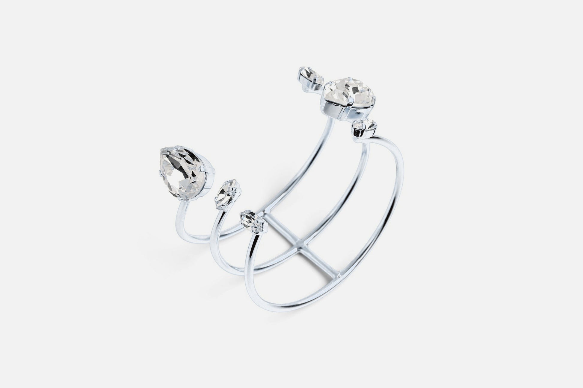 Crystal Claw Cuff Bracelet - Silver