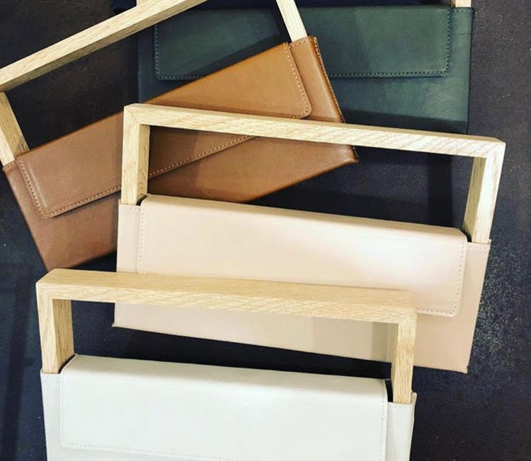 Wooden Frame Leather clutch  pre order