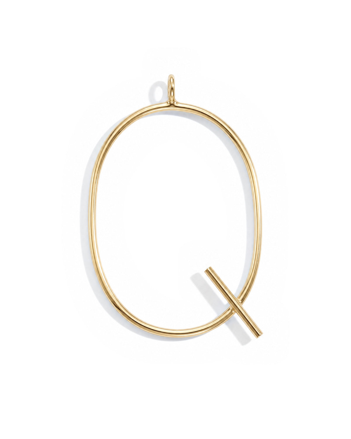 Large Initial Necklace - Letter Q - Gold