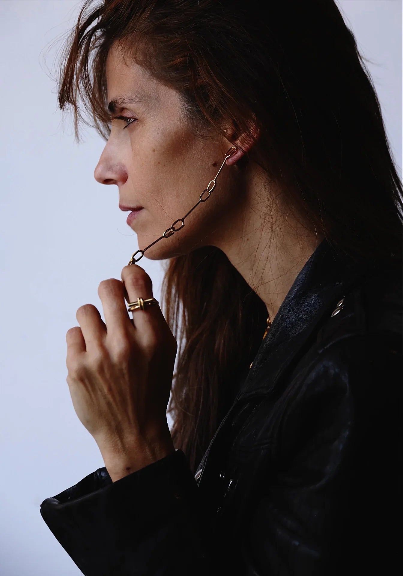 Linked Theory Shoulder Duster Earrings — campaign image