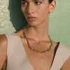 Oval & Cuban Links Necklace With Stone - statement necklace by Noritamy