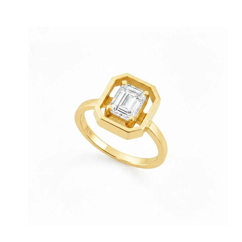 Octagon 14K Pinky Diamond Ring