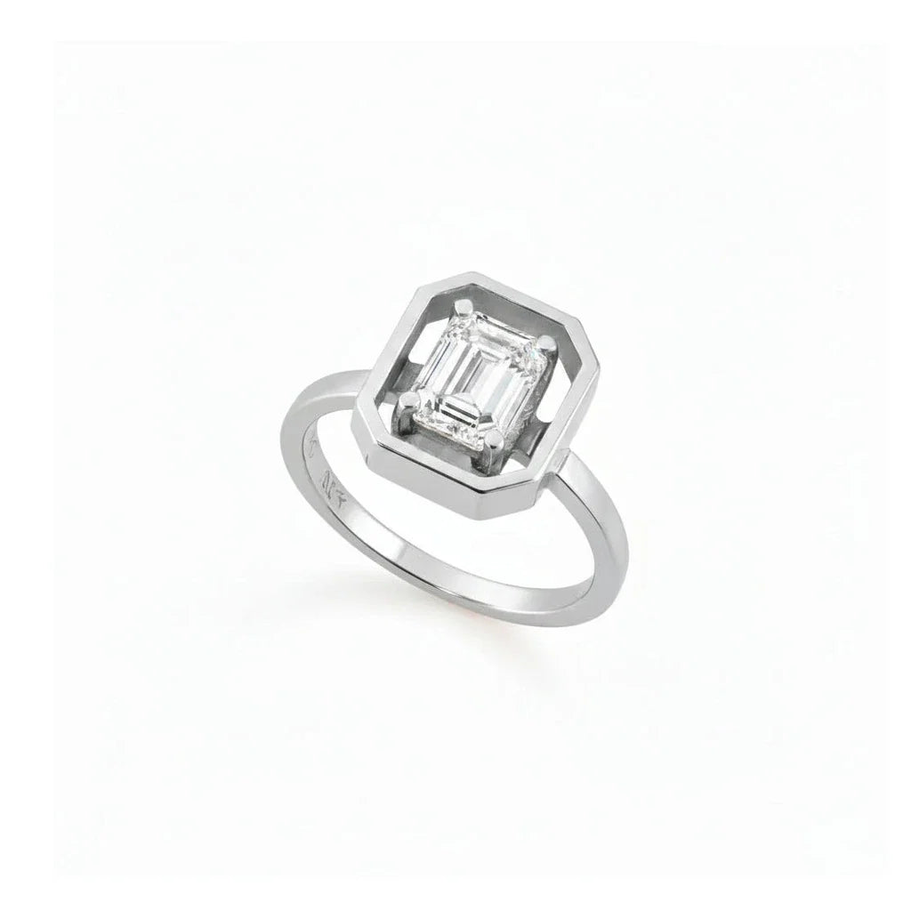 Octagon 14K Pinky Diamond Ring