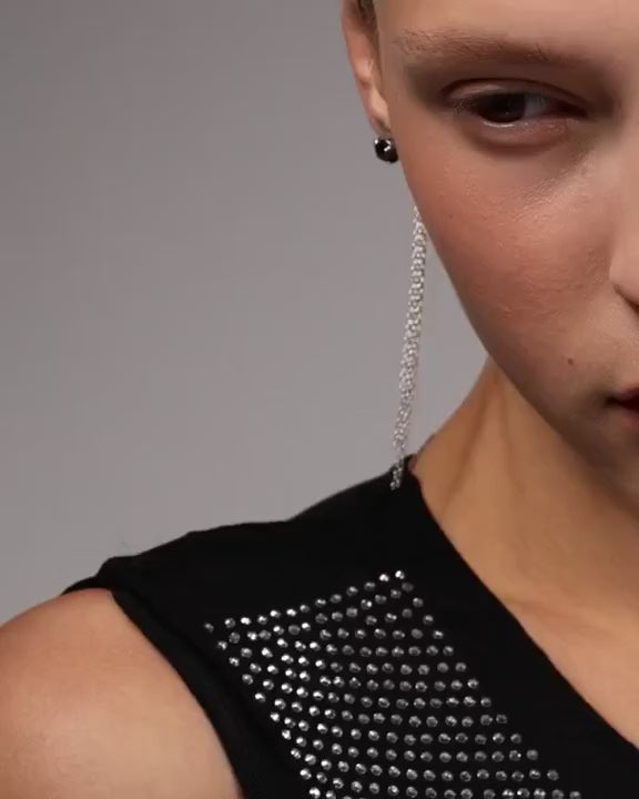 Sterling silver Crystal Tassel Earring (single)