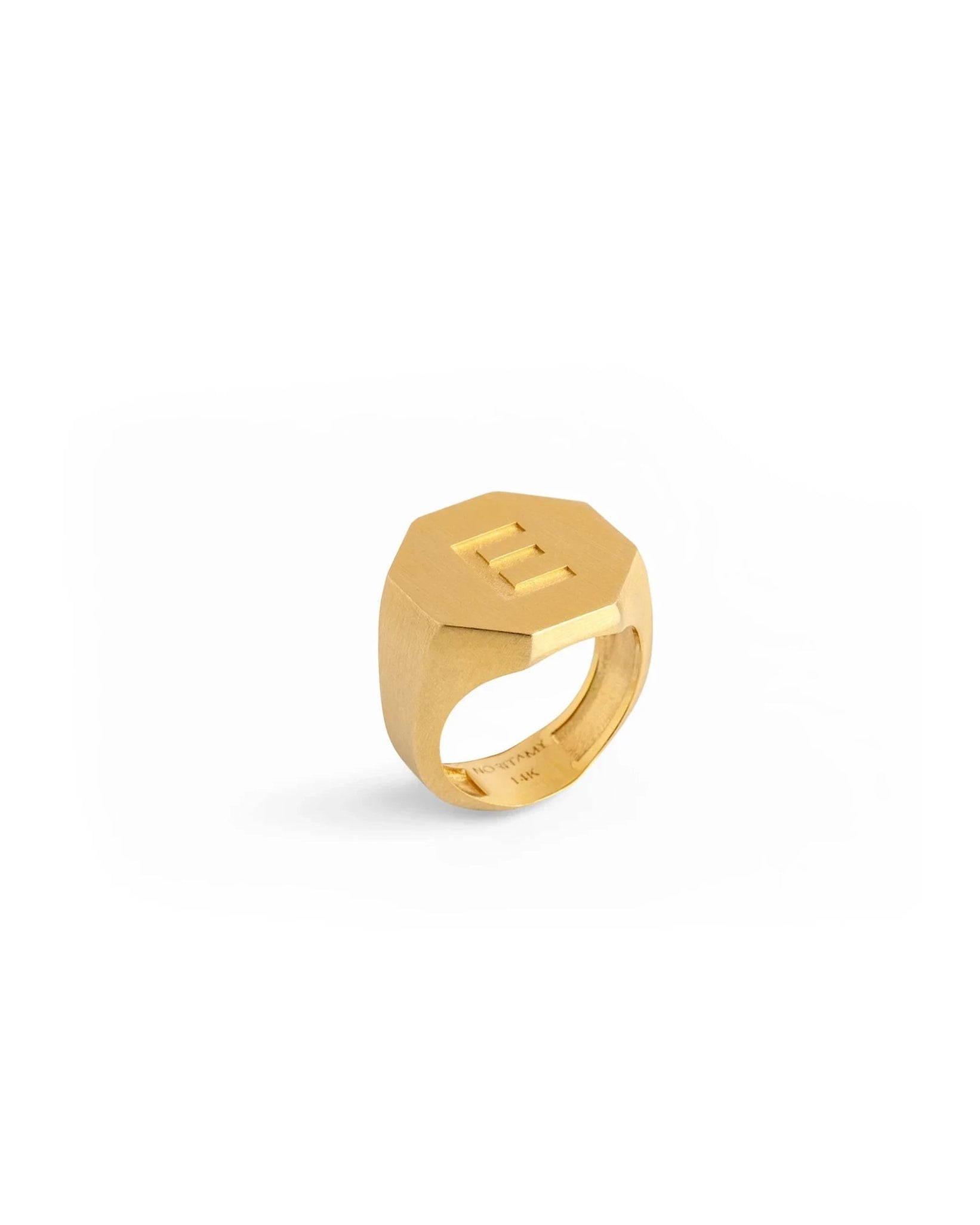 Signet Octagon Initial Ring 14K