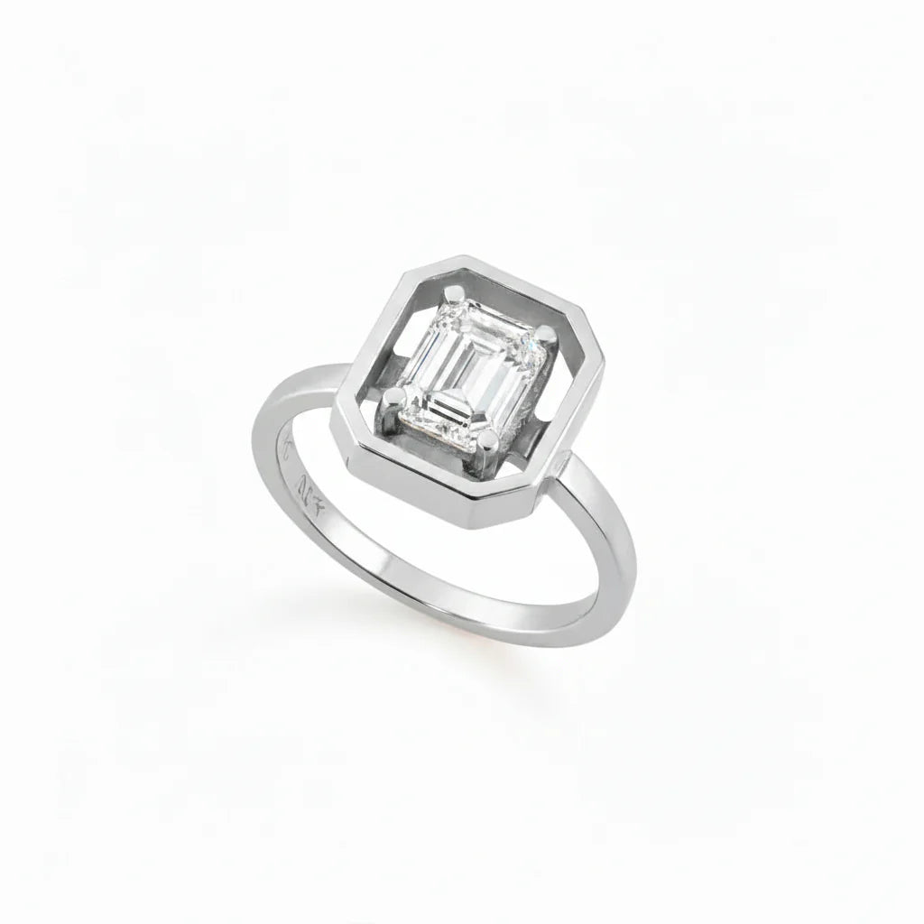 Octagon 14K Pinky Diamond Ring