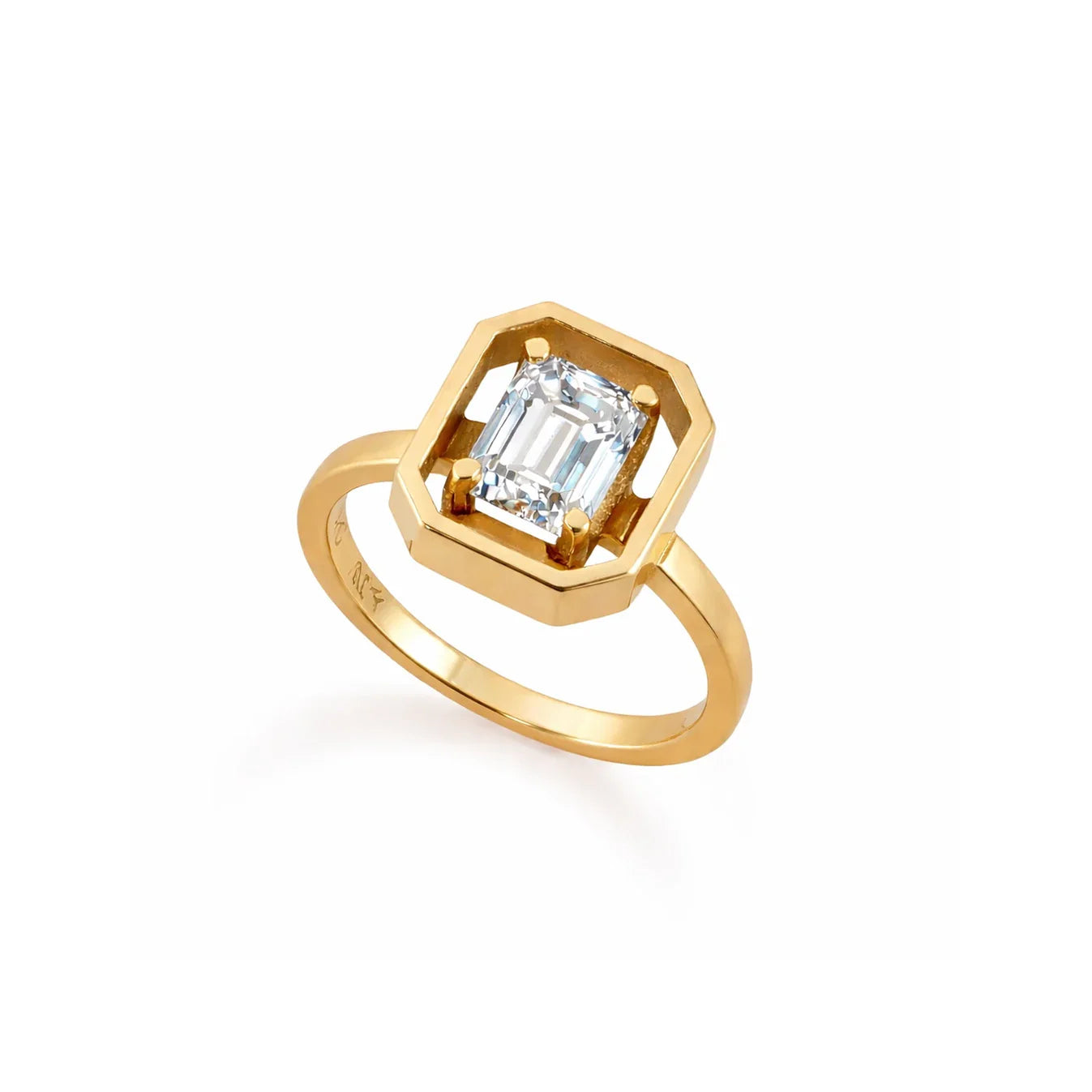 Octagon 14K Pinky Diamond Ring